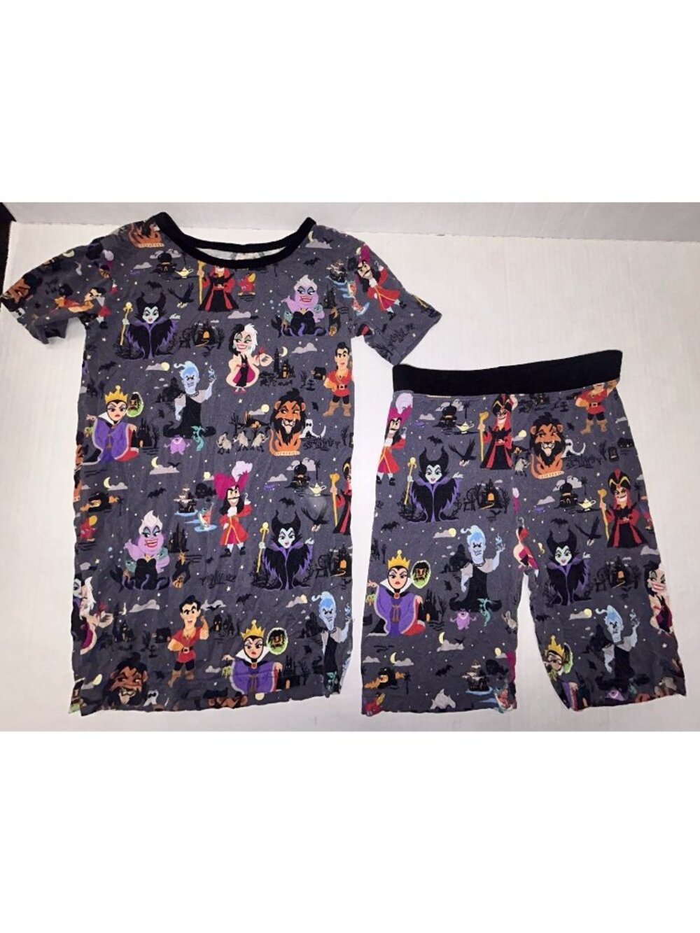 Little Sleepies Disney Villians Bamboo Pajama Set Sz 7/8 Scar Maleficent Ursula